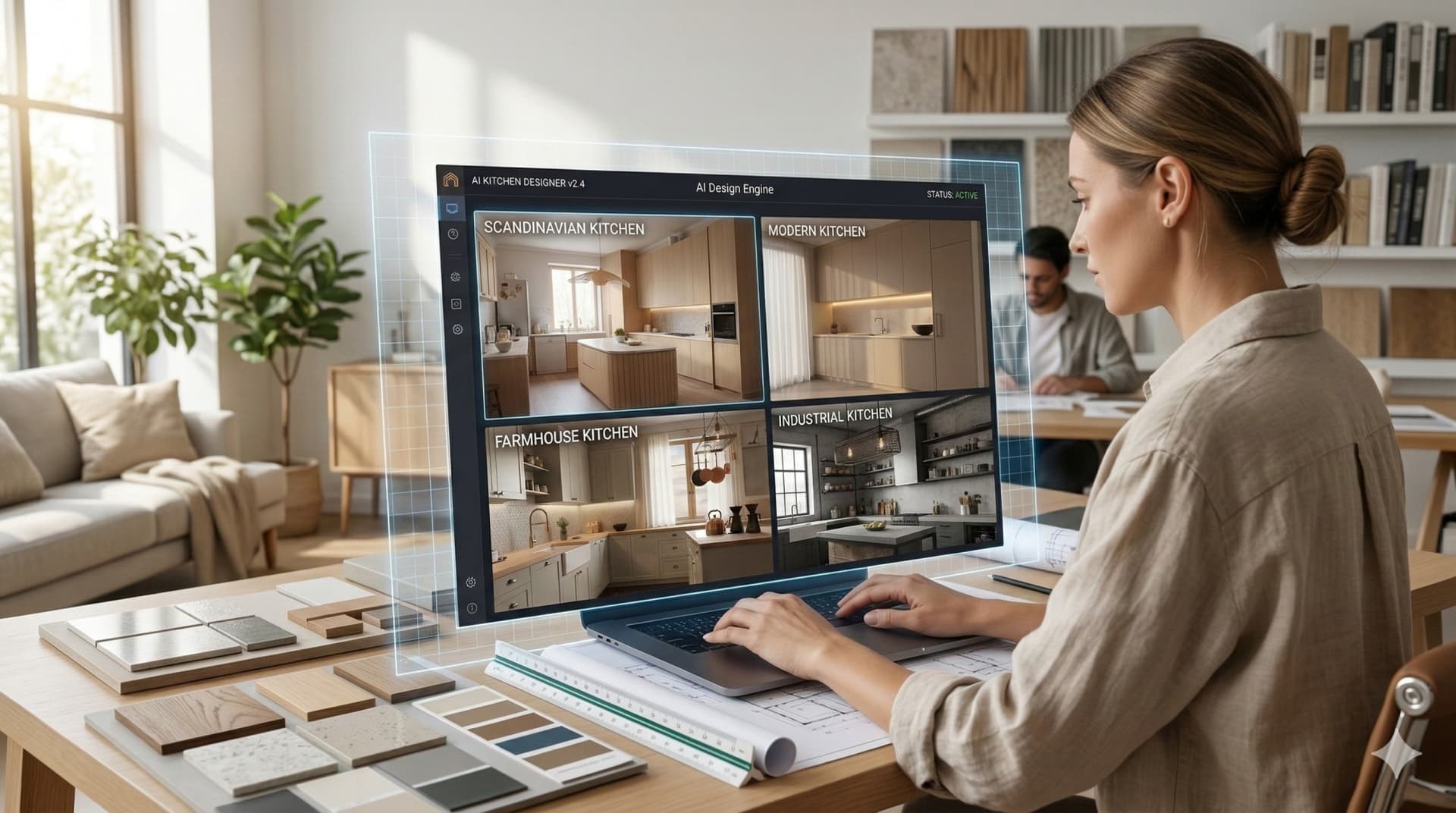 Experiment With Bold Cabinet Colors Using AI Kitchen Design From Photo