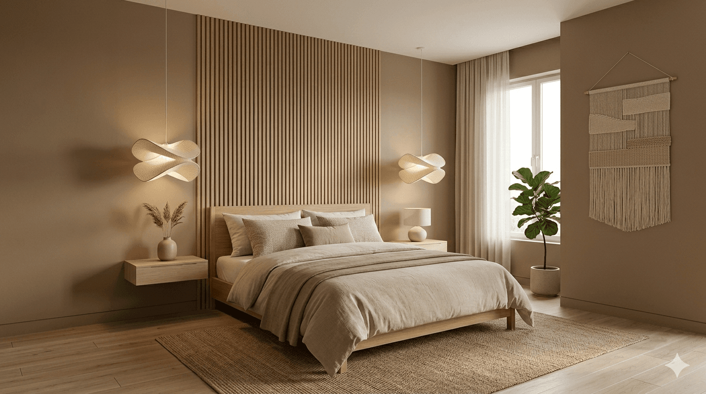 Warm, Layered Neutrals Bedroom Design