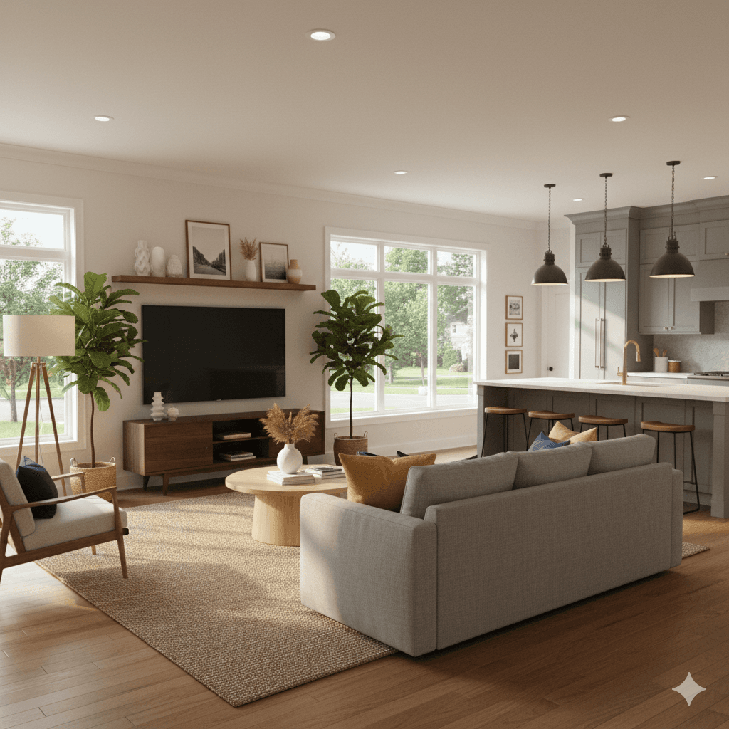 AI living room design for American homeowners