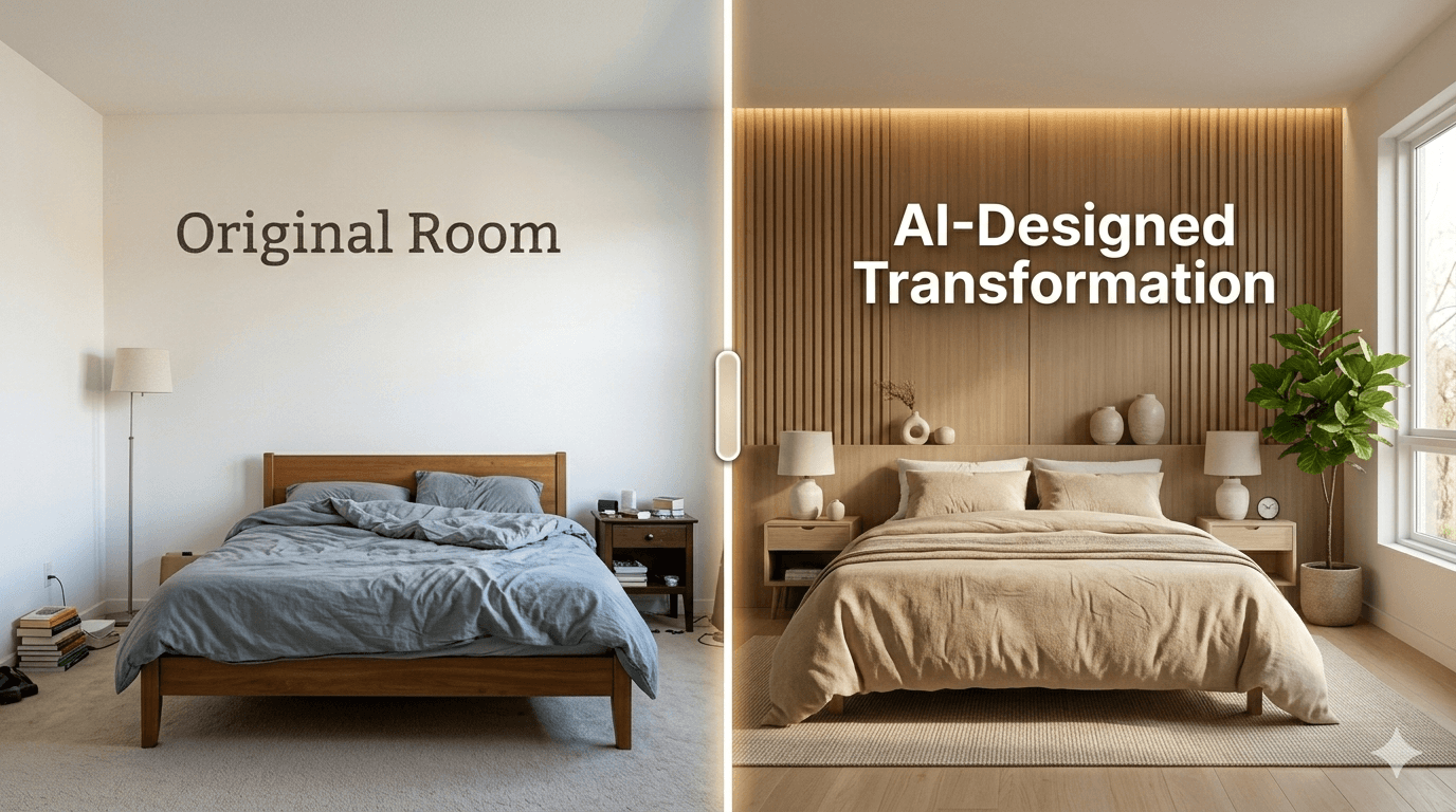 Before and after room comparison