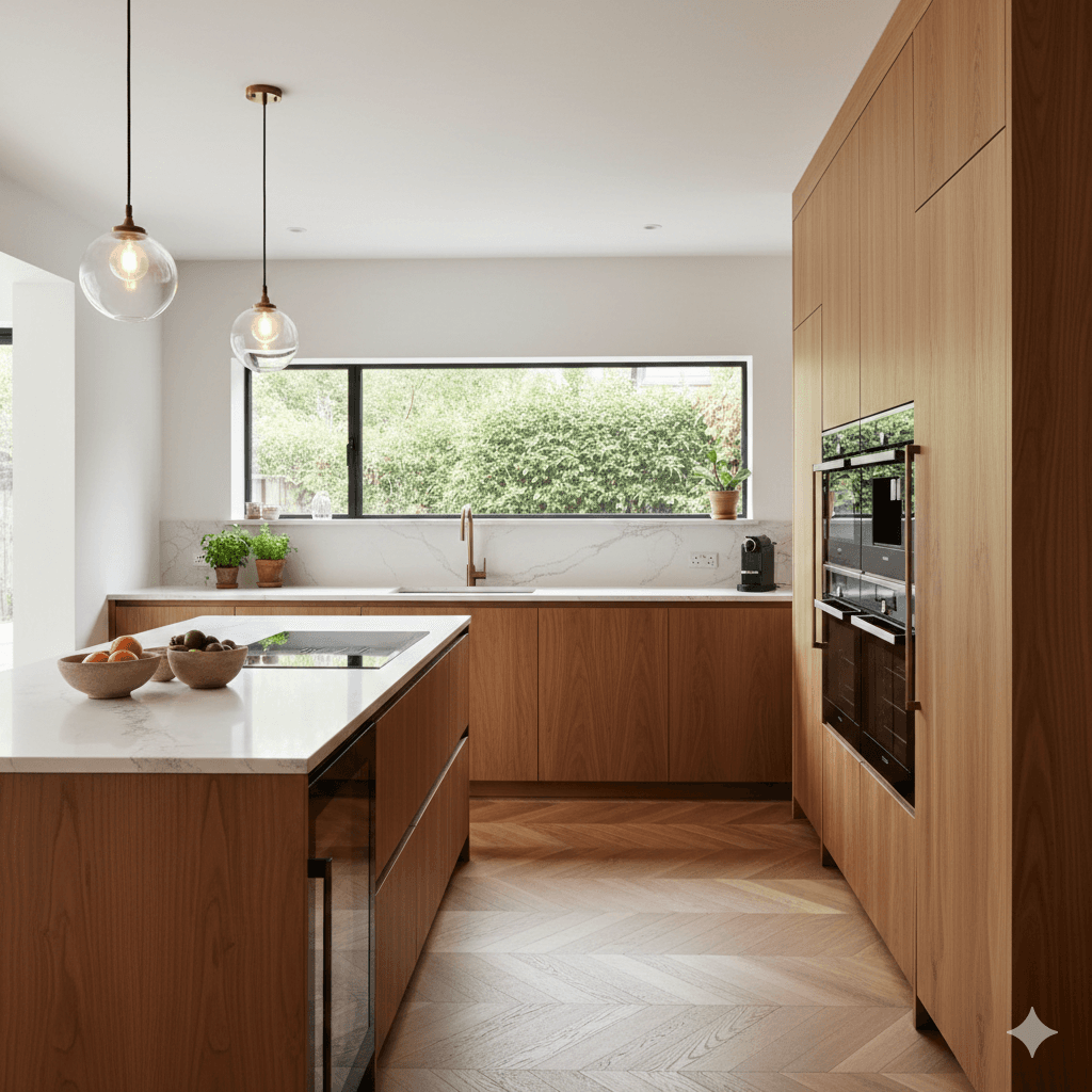 Warm wood modern kitchen