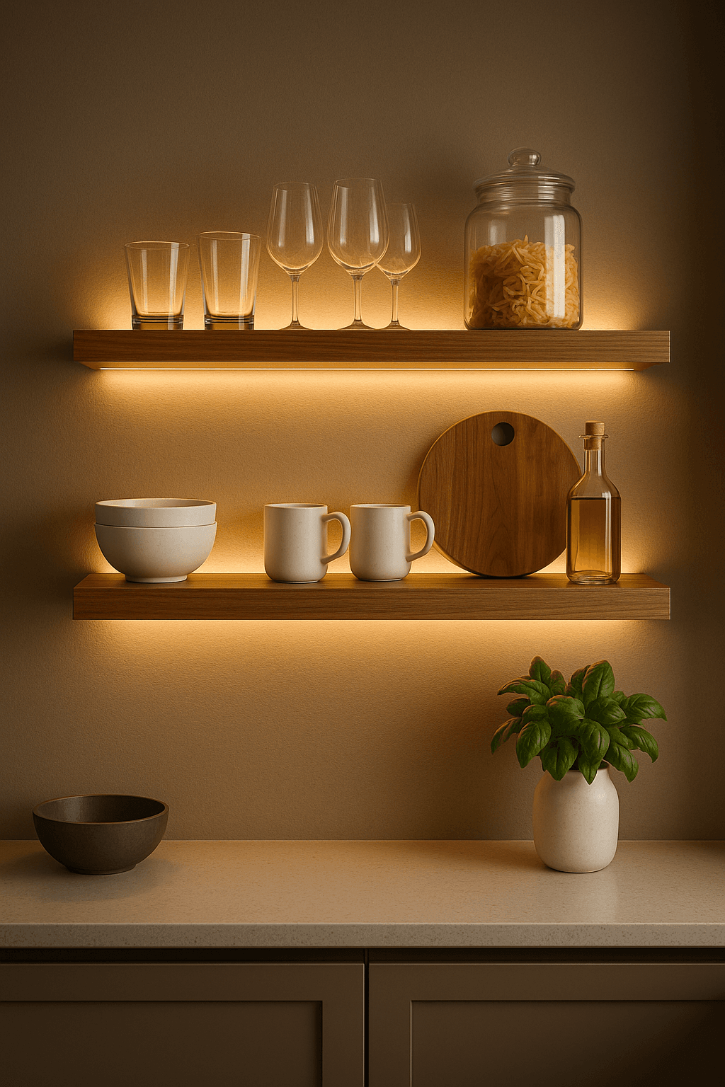 Floating shelves kitchen
