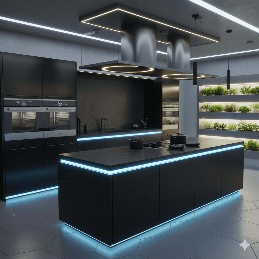 Matte black ultra-modern kitchen