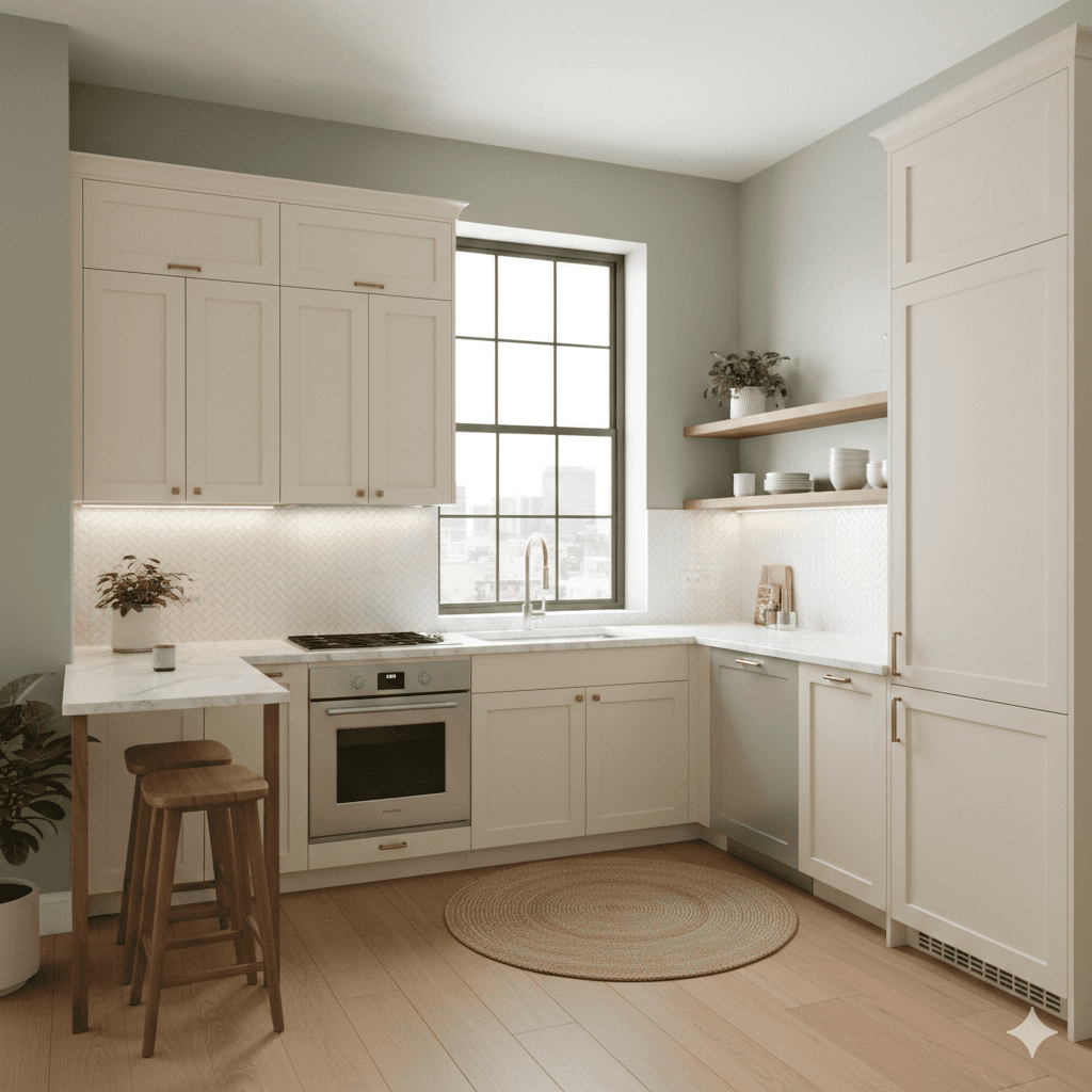 Compact L-shaped kitchen