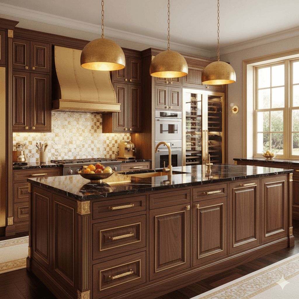 Gold-accented luxury kitchen
