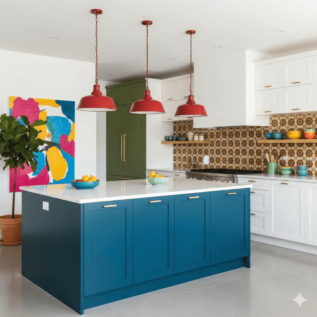 Bold color accent kitchen