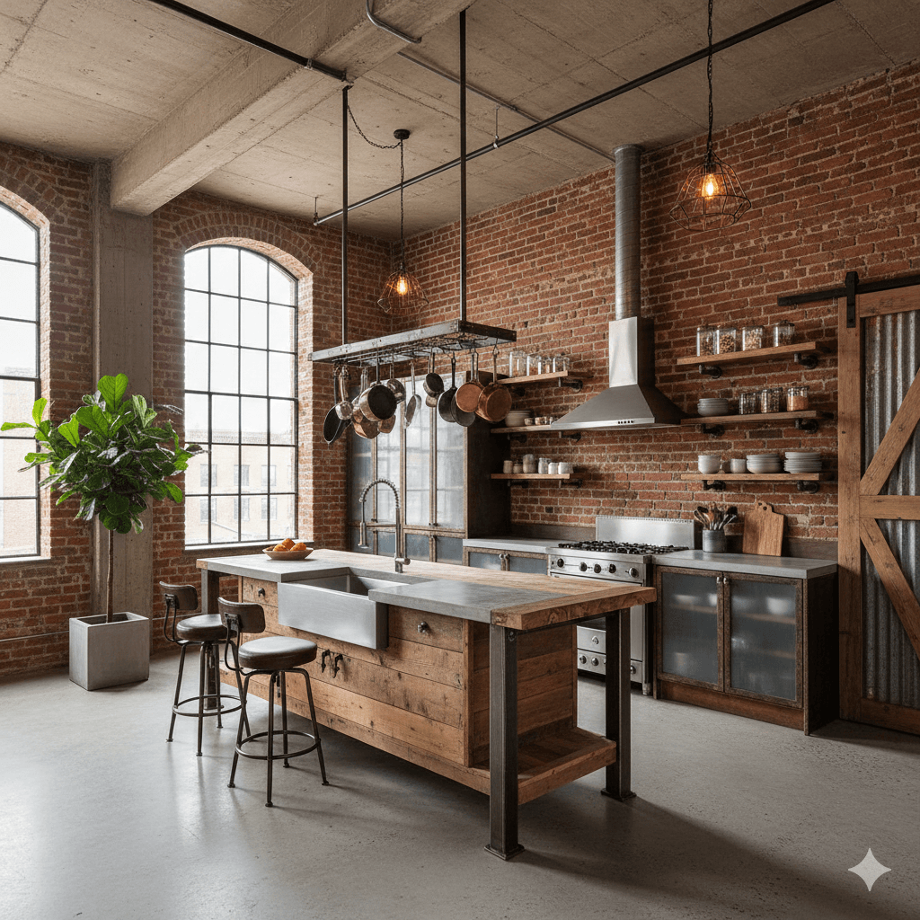 Industrial loft-style kitchen