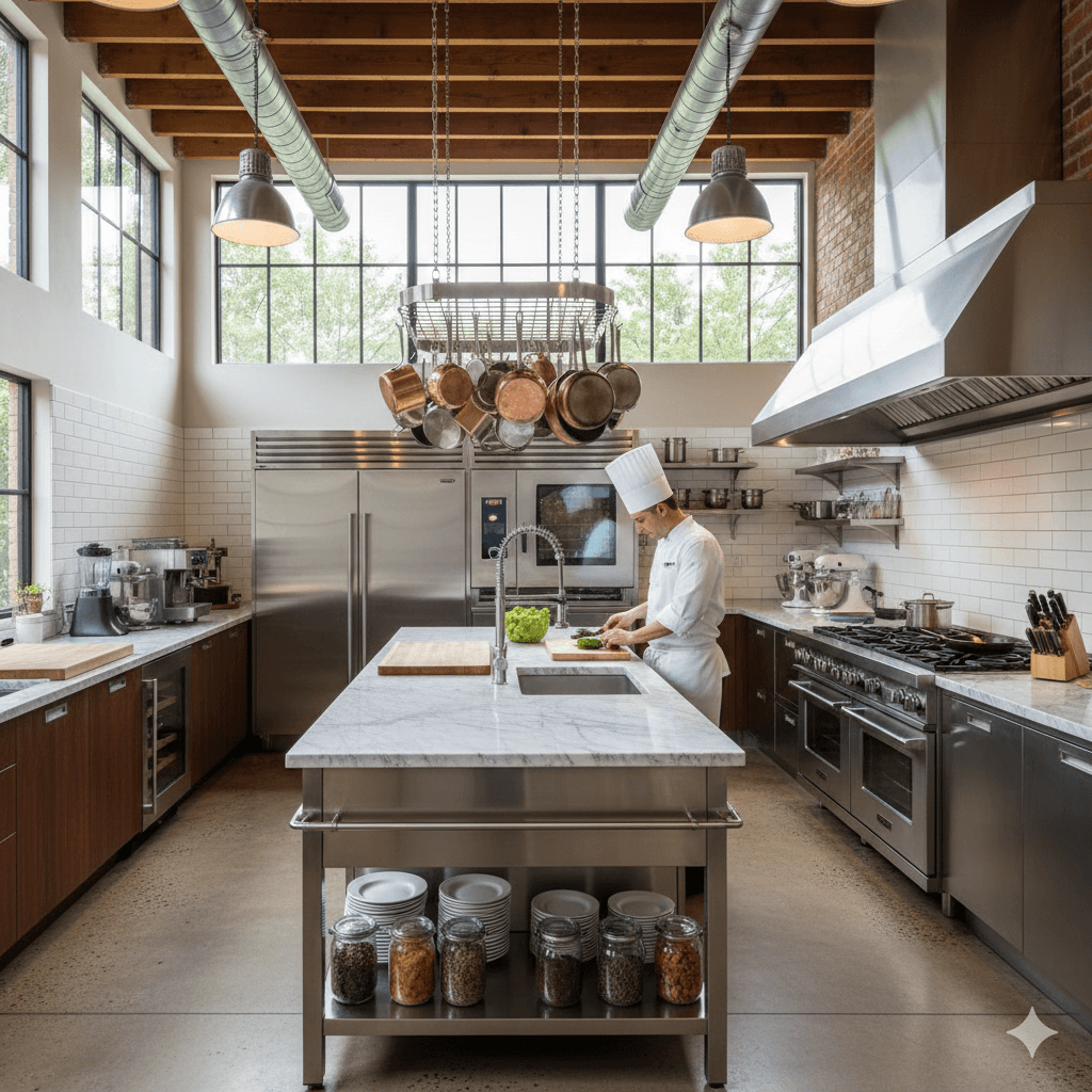 Chef's kitchen with professional appliances