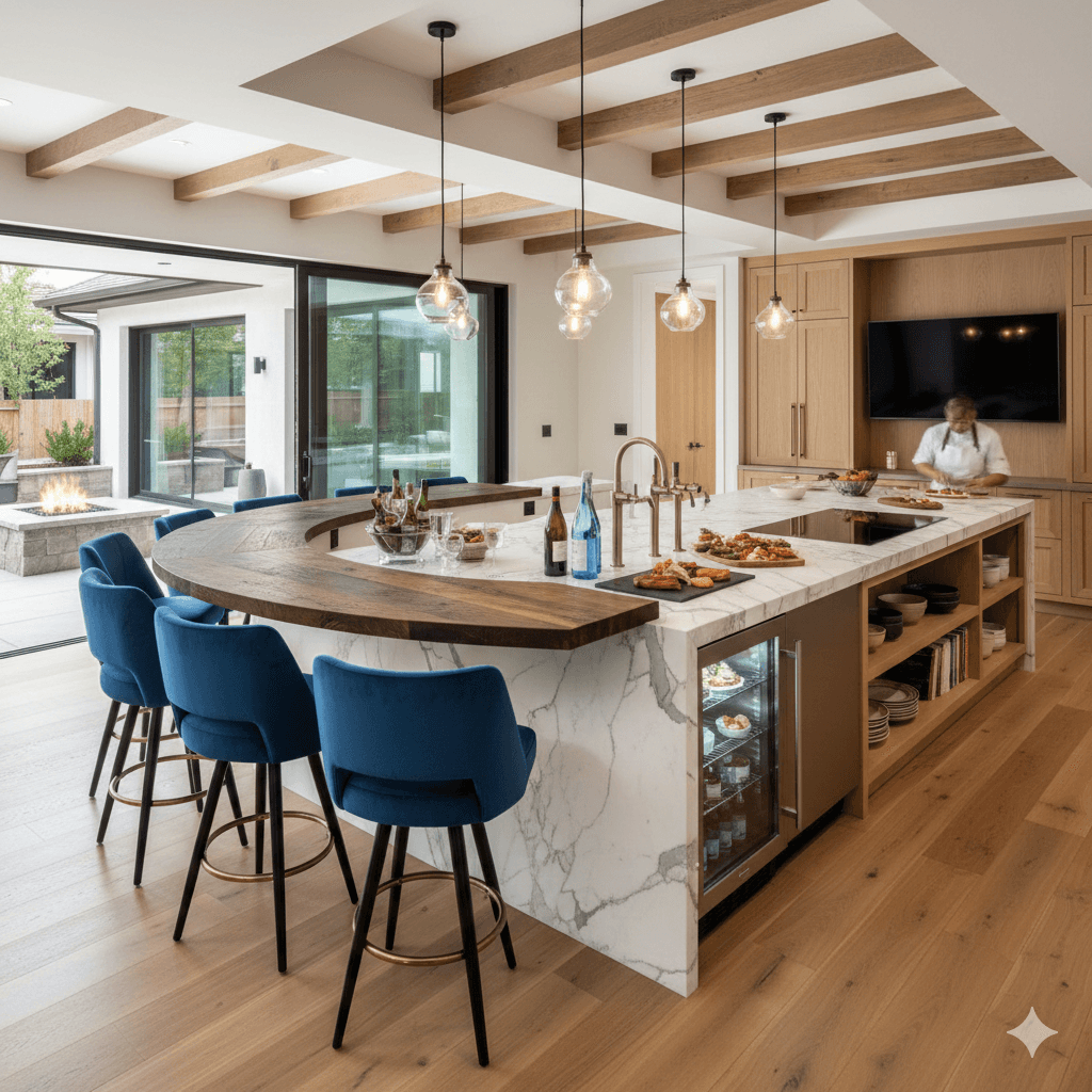 Extended island kitchen