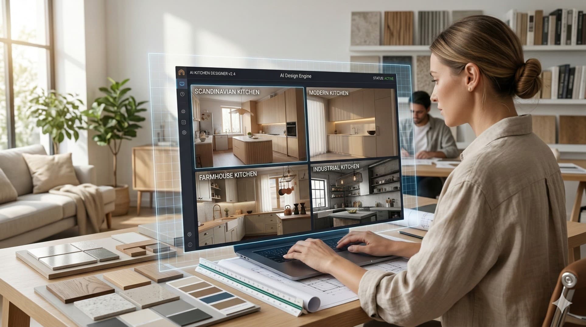 Experiment With Bold Cabinet Colors Using AI Kitchen Design From Photo
