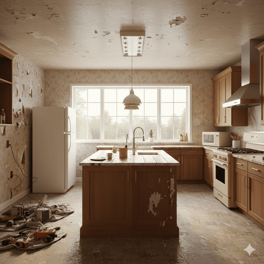 Kitchen room before AI renovation